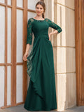 Princess A Line Floor Length Mother Of The Bride Dresses With Scoop Neck Sequins