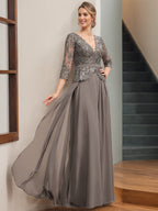 Princess A Line V Neck Floor Length Mother Of The Bride Dress With Sequins
