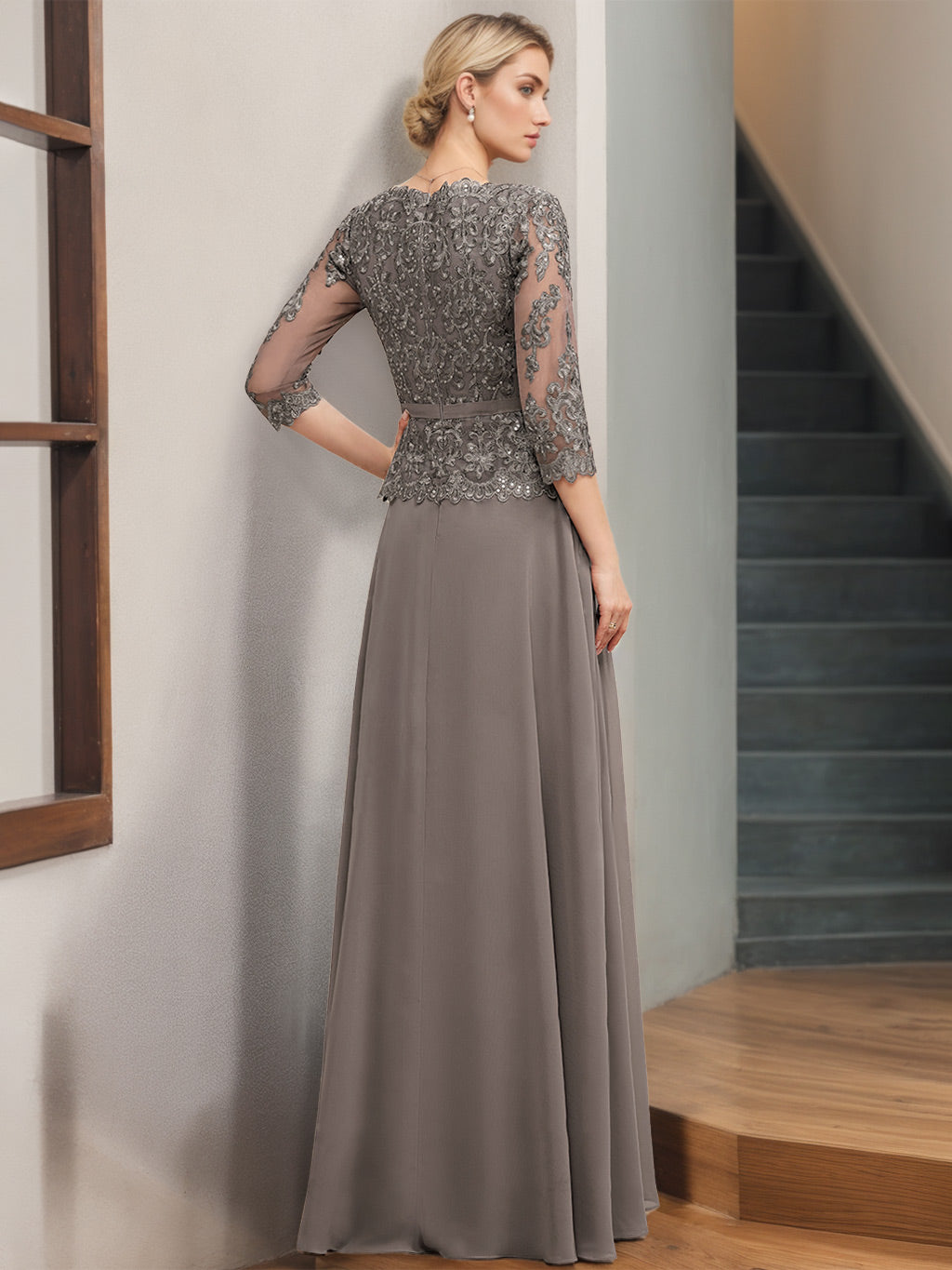 Princess A Line V Neck Floor Length Mother Of The Bride Dress With Sequins