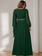 Princess A Line Floor Length Plus Size Mother Of The Bride Gown With Scoop Neck