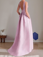 Sleeveless A-Line Dress With Floral Details For Mother Of The Bride And Groom