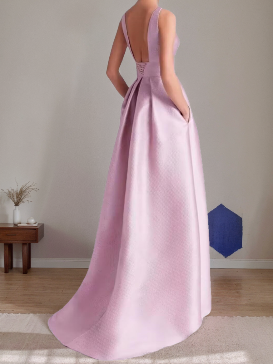 Sleeveless A-Line Dress With Floral Details For Mother Of The Bride And Groom