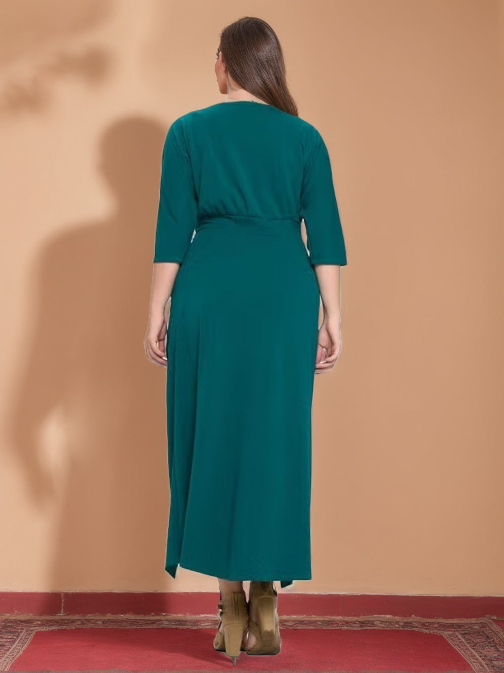 V Neck A Line Gown With Asymmetrical Ruffles For Plus Size Mothers Of The Bride