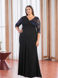 Plus Size V Neck Floor Length Mother Of The Bride Sheath Dress With Appliques
