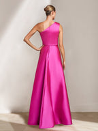 Plus Size One-Shoulder Sleeveless Mother of the Bride Gown with Ruffles