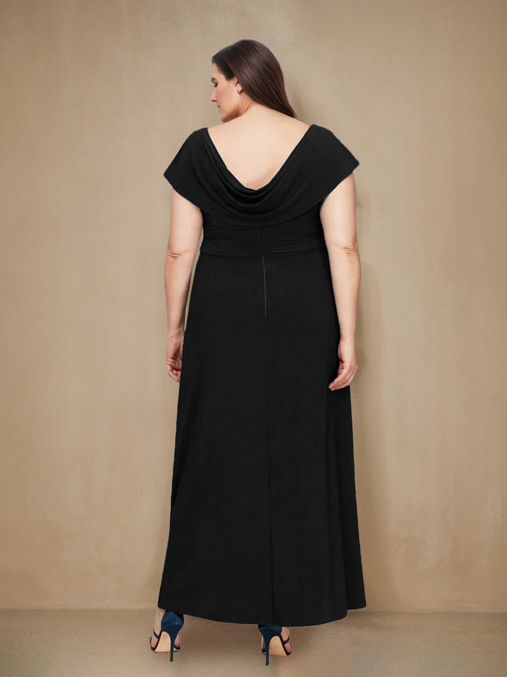 Plus Size Mother Of The Bride A Line Dress With Ruffles And Sequins Ankle Length