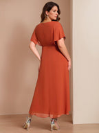 Plus Size V Neck A Line Mother Of The Bride Dress With Short Sleeves Appliques