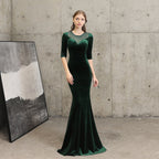 Fischschwanz Abendkleid Frauen High-End Elegante Cocktail Jahrestagung Elegante Schwarz Samt Königin 