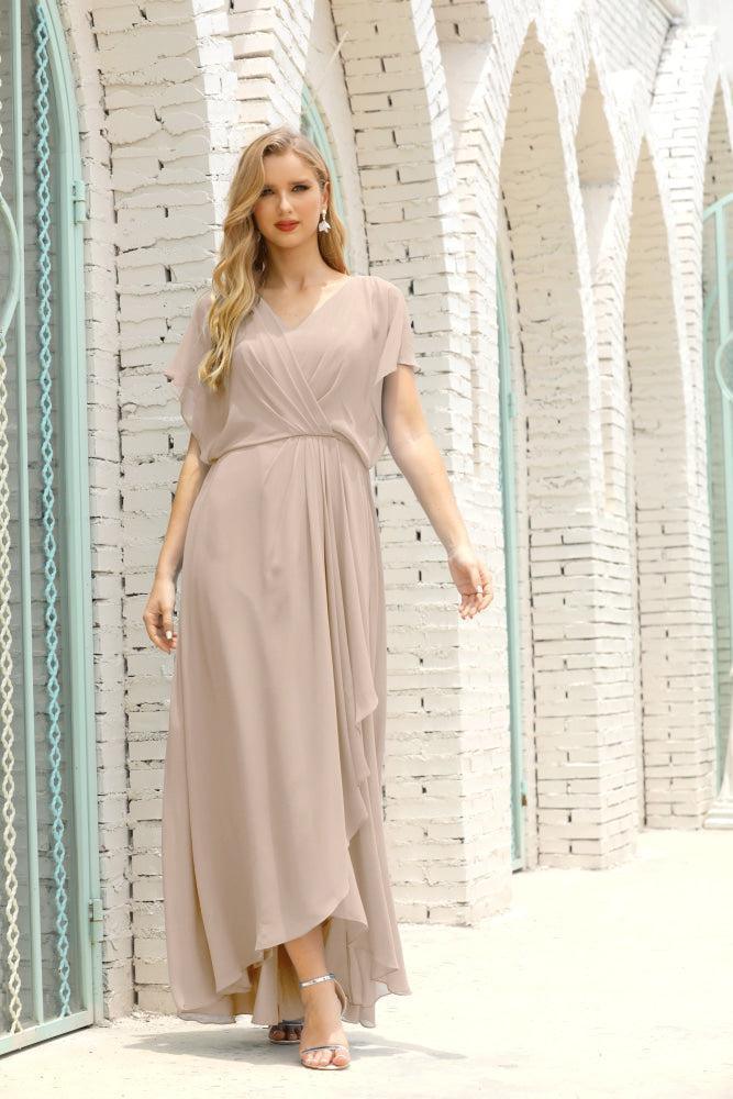 Vestidos de Mãe da Noiva Tamanho Grande Decote em V Comprido para Baixo Vestido de Gala Formal para Convidado de Casamento 28020