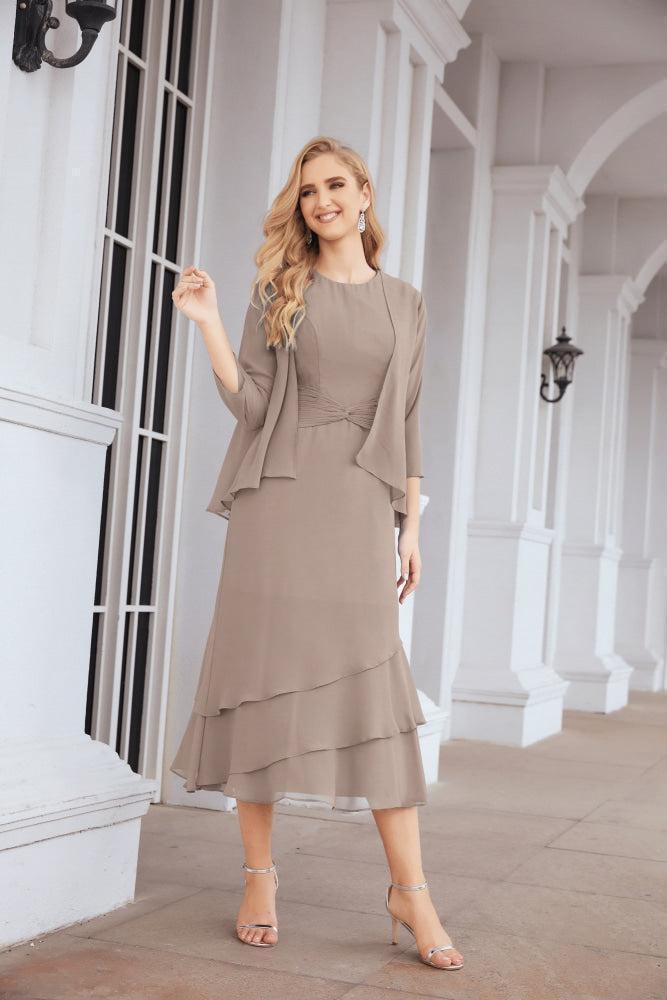 Vestido de Noiva de Duas Peças em Linha A para a Mãe da Noiva Vestido de Festa Formal 28072