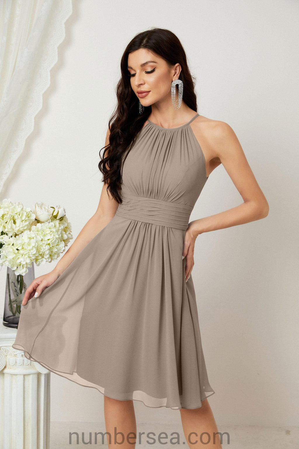 Robe de soirée formelle pour bal de fin d'études ou cocktail Halter 28011