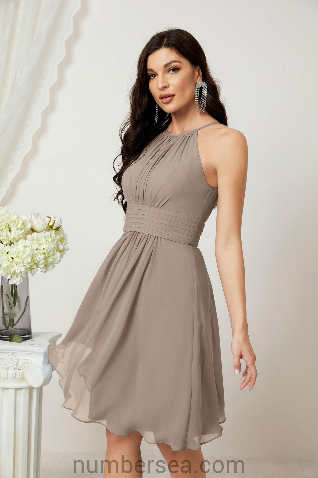Robe de soirée formelle pour bal de fin d'études ou cocktail Halter 28011