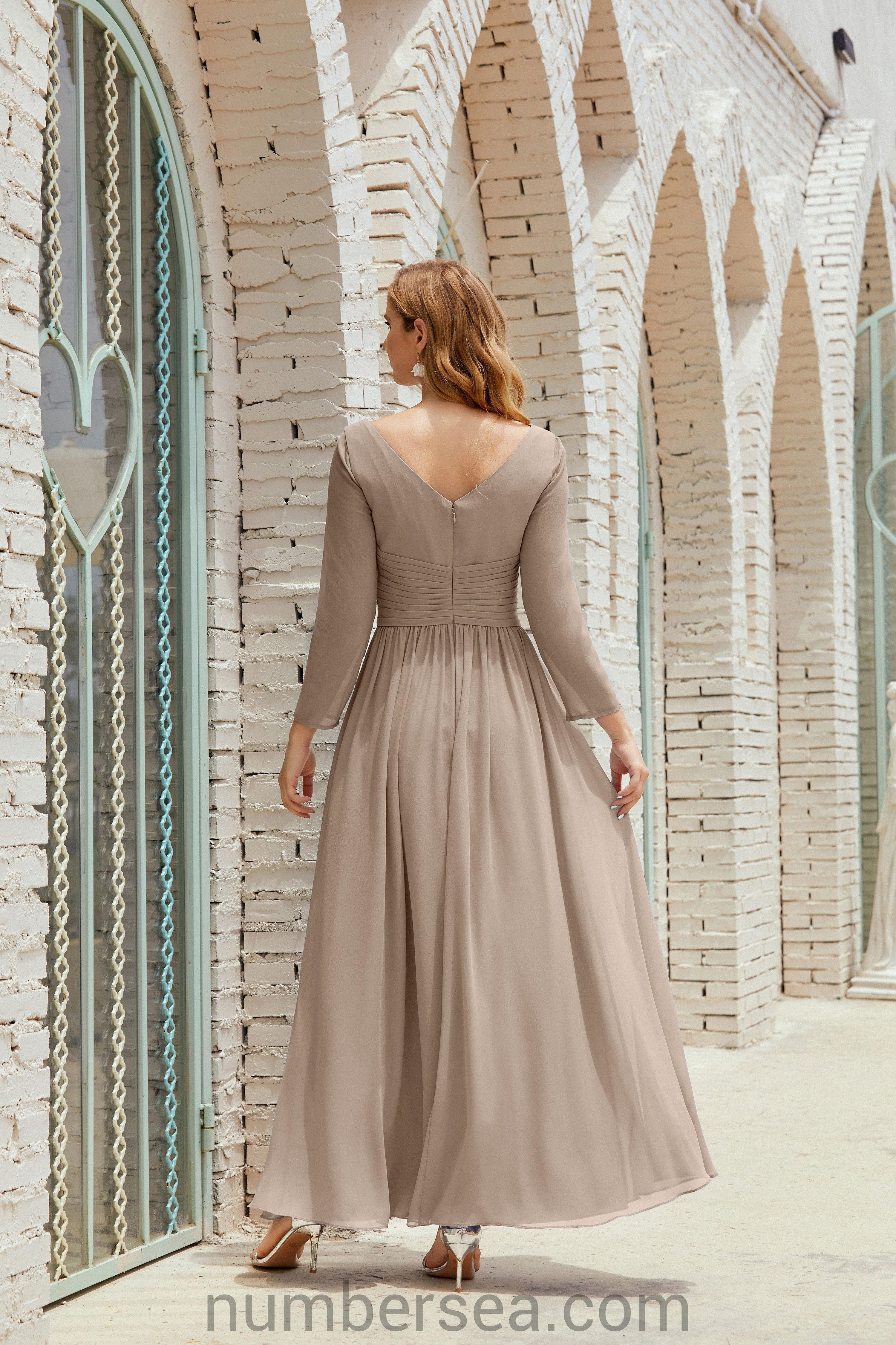 Abito da damigella Numbersea in chiffon, abito formale per festa, abito da sera 28016