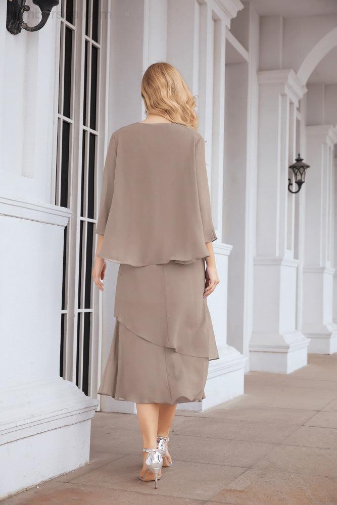 Robe de mariage de la mère de la mariée en deux pièces, ligne A, pour cérémonie et soirée formelle, modèle 28072