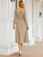 Bridesmaid Dress V-Back Waist Belt Mother of the Bride Wedding Guest SY28031