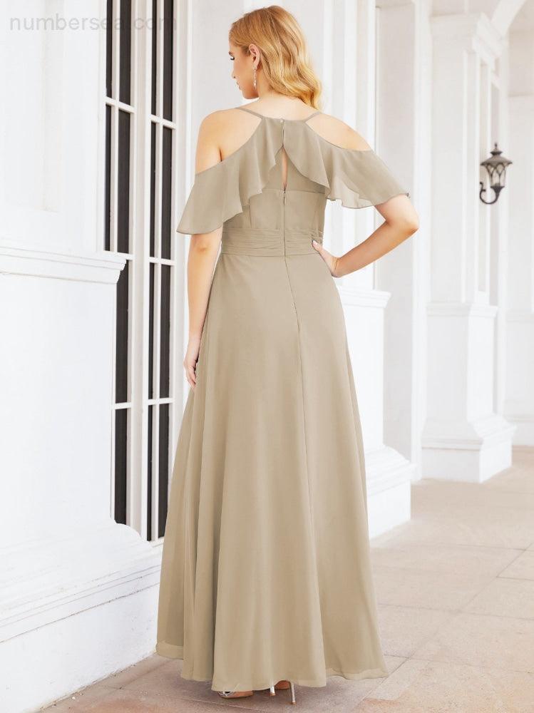 Robes longues de demoiselle d'honneur Numbersea à épaules dénudées, fente latérale, robes de bal formelles pour fête et mariage 28070