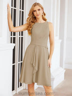 Vestidos para a Mãe da Noiva Vestido de Baile de Finalistas Vestido Casual Pregueado 28065