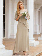 Robe de soirée formelle longue pour mère de la mariée avec cape à volants 28026
