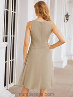 Vestidos para a Mãe da Noiva Vestido de Baile de Finalistas Vestido Casual Pregueado 28065