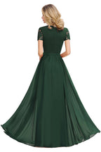 Chic A Line Chiffon Lace Bridesmaid Dress With Short Sleeves Empire Waist