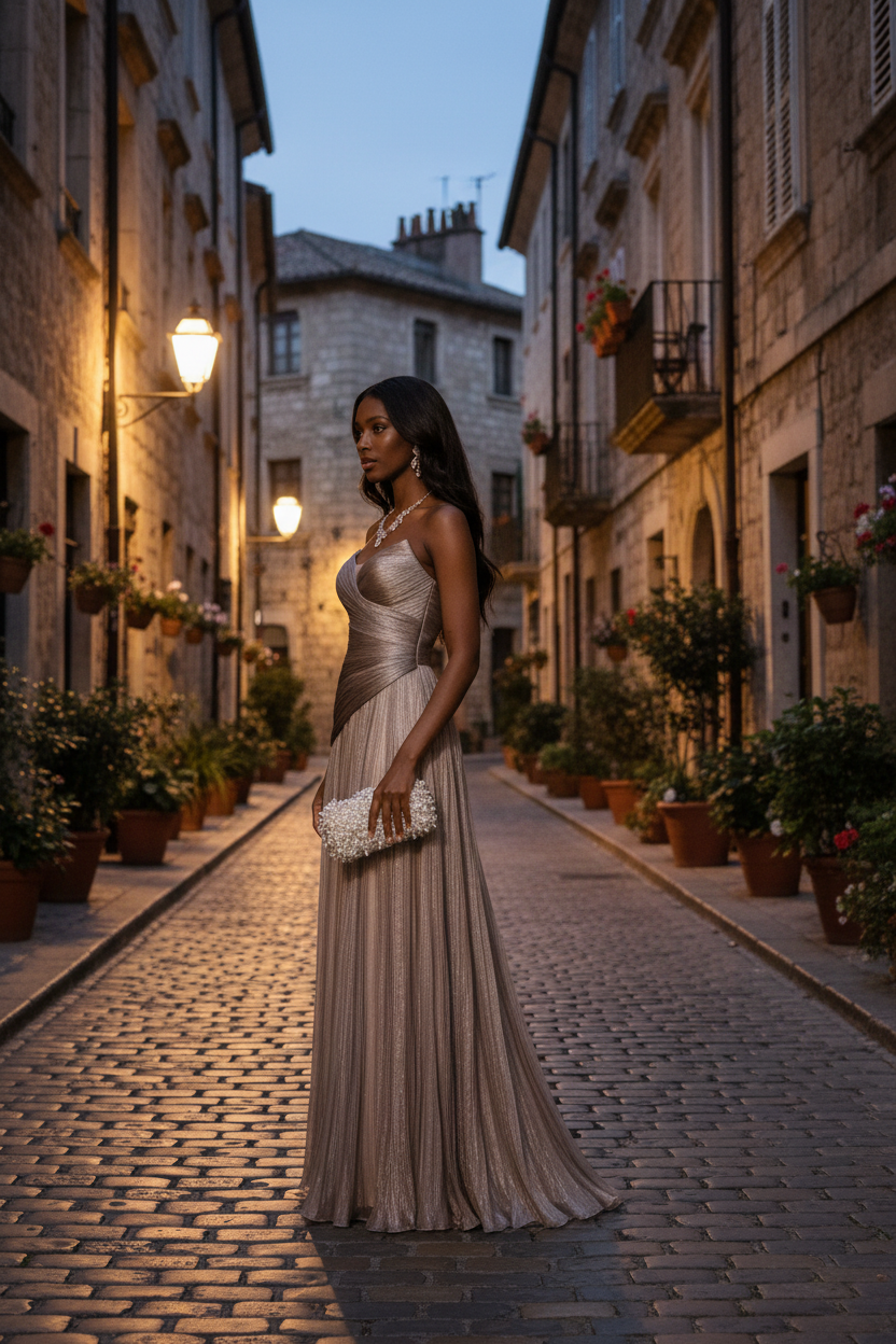 Chic Strapless Sleeveless Long Prom Dress With Ruffles Pleated Custom