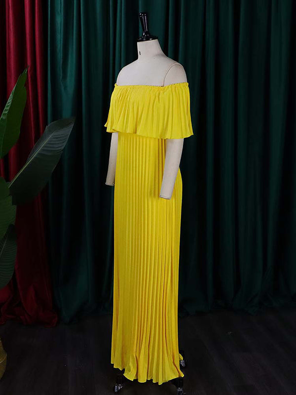 Wickel-, Plissee- und einfarbige, schulterfreie Abendkleider 