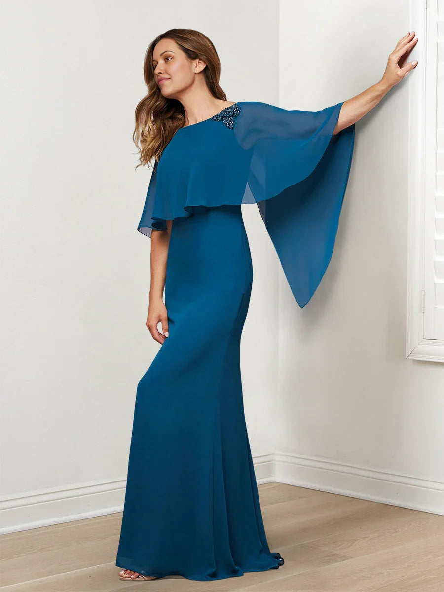 Robes de mère de la mariée avec gaine/colonne et perlage