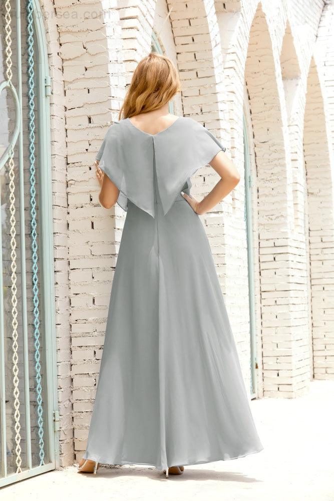 Robe de la Mère de la Mariée Grande Taille Col en V Longueur Solennelle Robe de Bal Formelle pour Invité de Mariage 28020