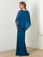 Robes de mère de la mariée avec gaine/colonne et perlage