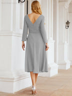 Bridesmaid Dress V-Back Waist Belt Mother of the Bride Wedding Guest SY28031