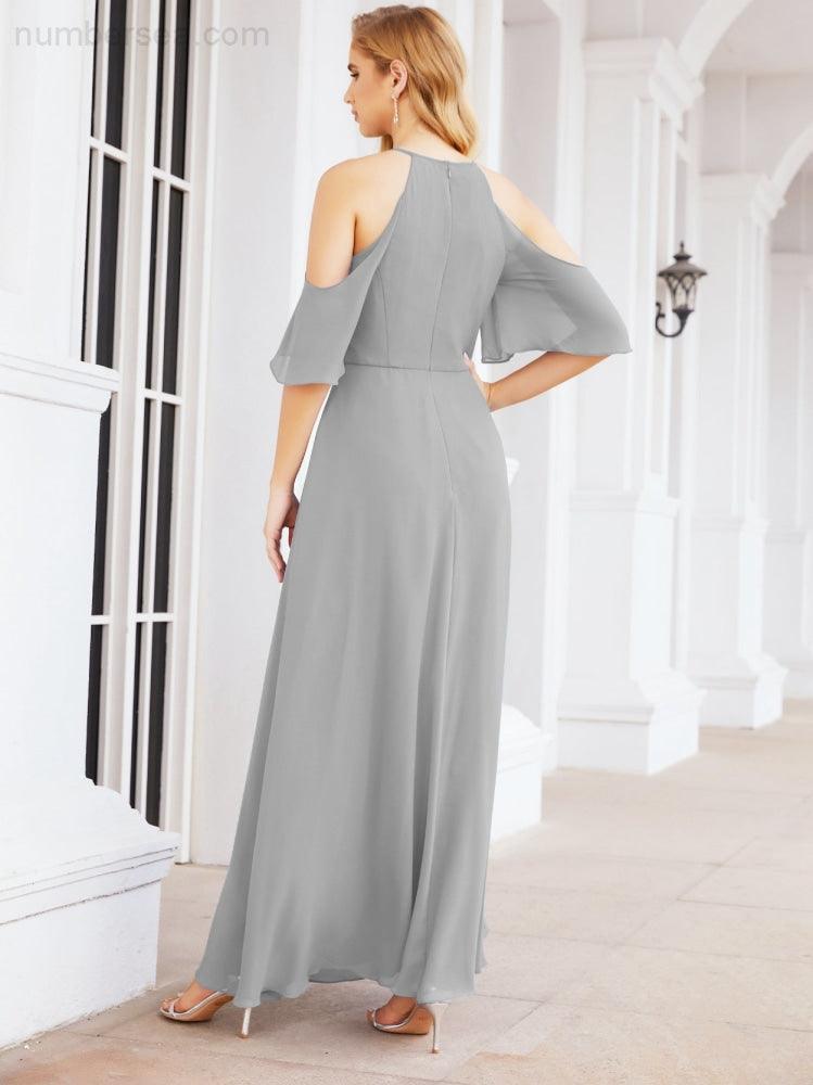 Robe de demoiselle d'honneur asymétrique, robe de soirée longue formelle ligne A 28074