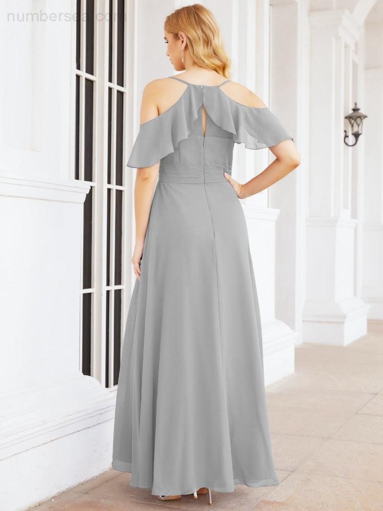 Robes longues de demoiselle d'honneur Numbersea à épaules dénudées, fente latérale, robes de bal formelles pour fête et mariage 28070