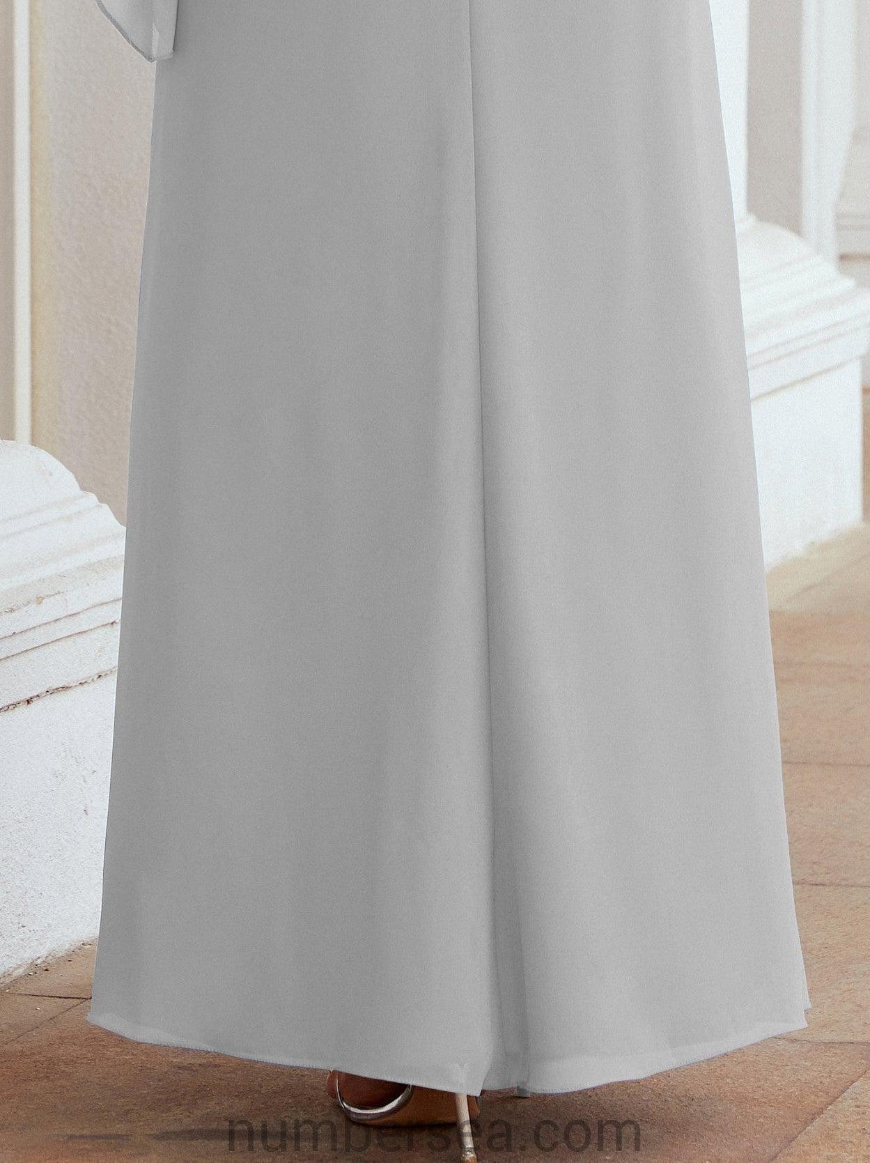 Robe de soirée formelle longue pour mère de la mariée avec cape à volants 28026