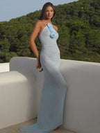 TARUXY Flower Splice Mesh Bodycon Kleid für Frauen Sommer Sexy Slim Lange Kleider Damen Party Sexy Backless Abendkleid Frau 