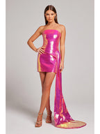 Strapless Sequin Wrap Waist Two Piece Prom Dress