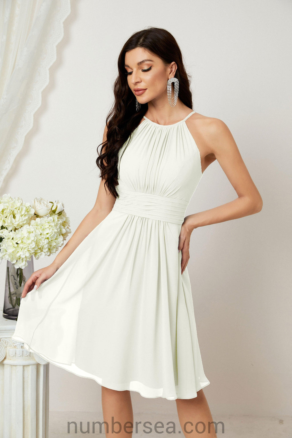 Robe de soirée formelle pour bal de fin d'études ou cocktail Halter 28011