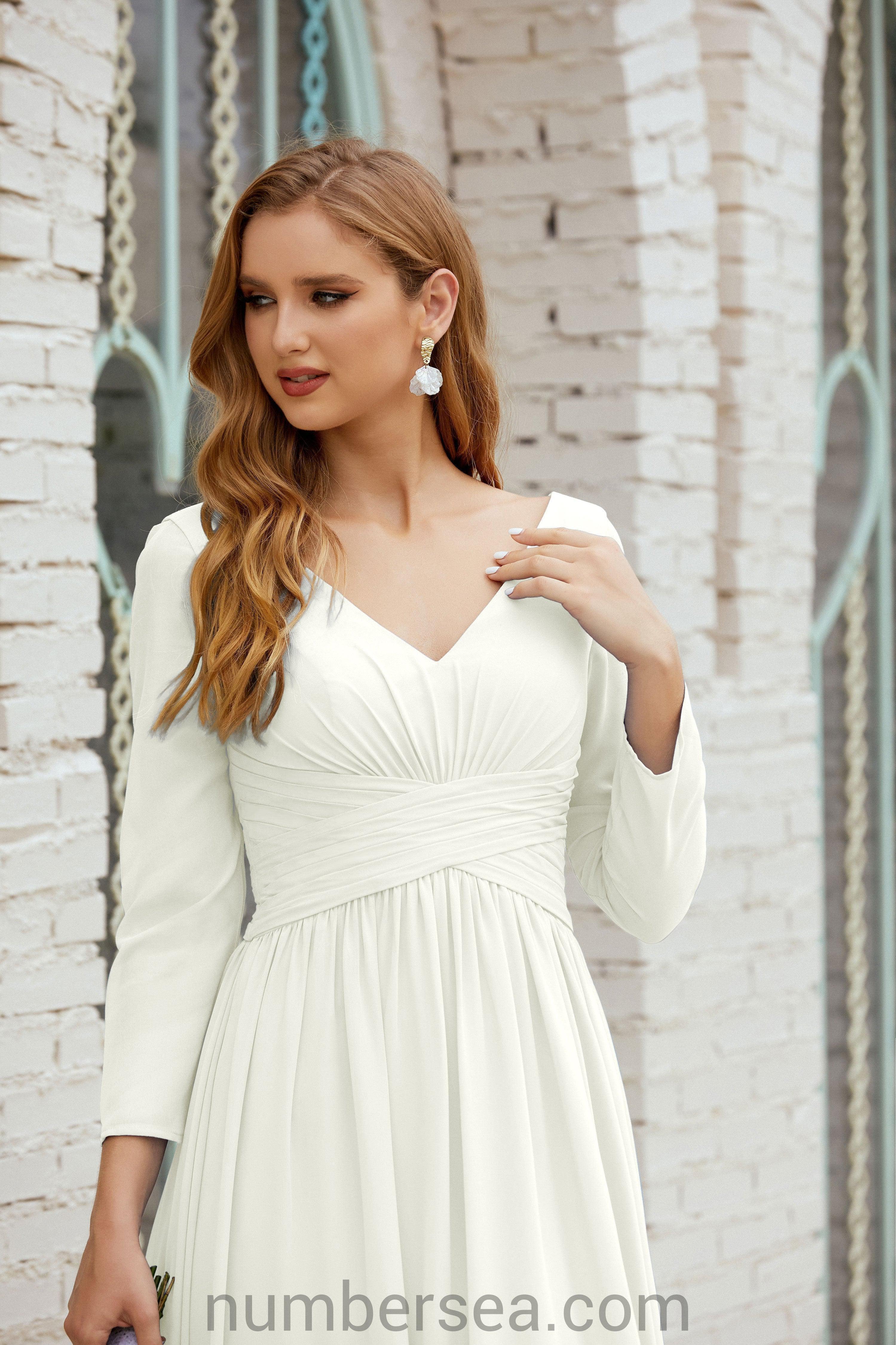 Abito da damigella Numbersea in chiffon, abito formale per festa, abito da sera 28016