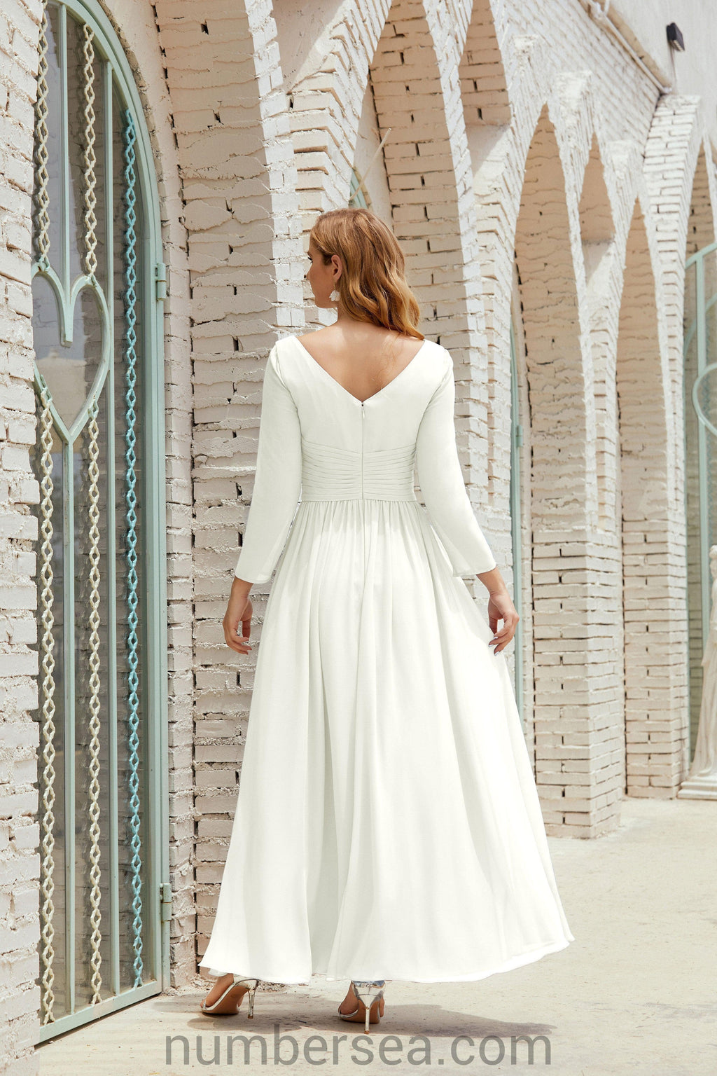 Abito da damigella Numbersea in chiffon, abito formale per festa, abito da sera 28016