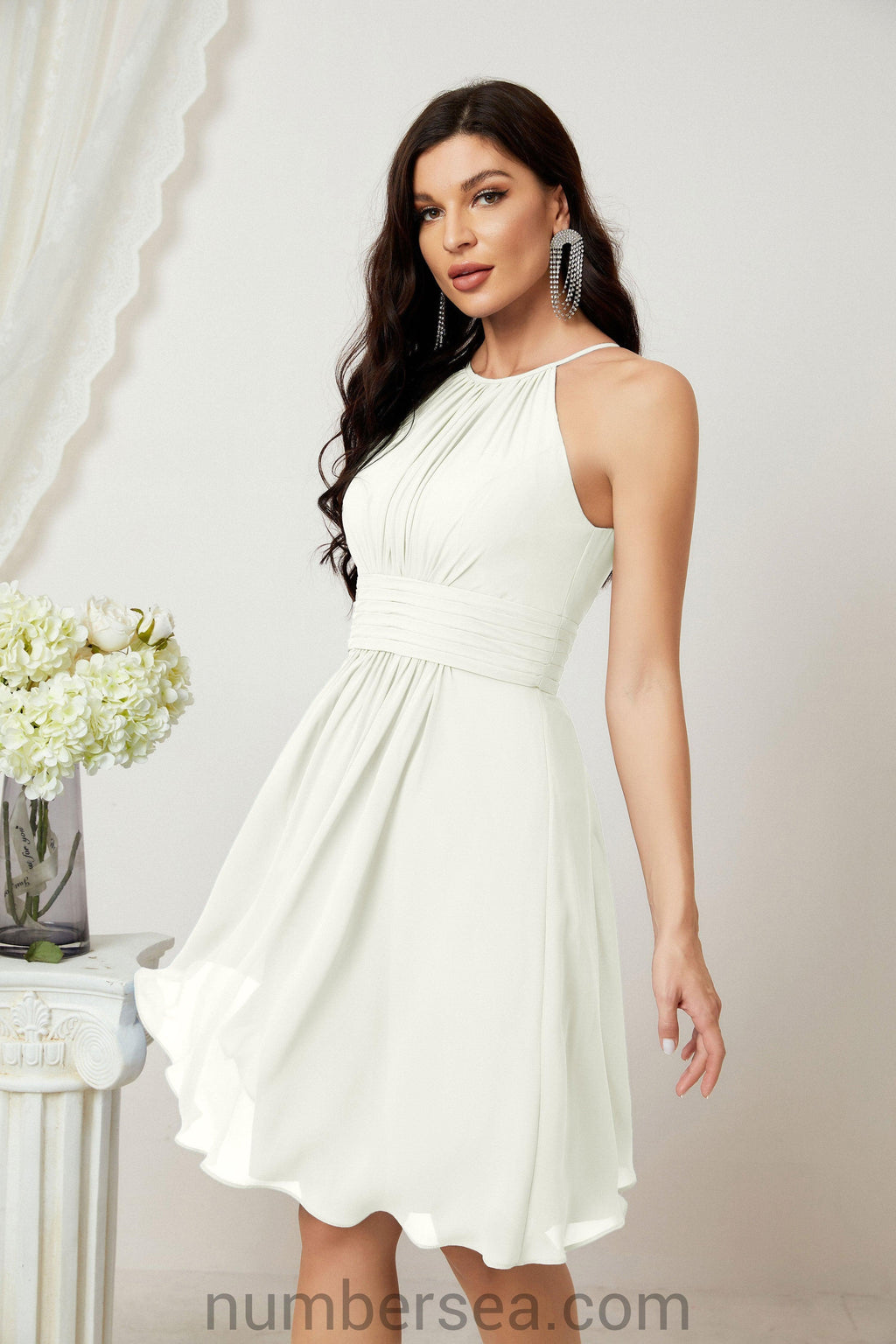 Robe de soirée formelle pour bal de fin d'études ou cocktail Halter 28011