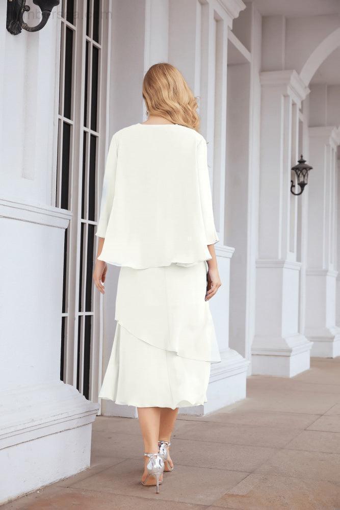 Robe de mariage de la mère de la mariée en deux pièces, ligne A, pour cérémonie et soirée formelle, modèle 28072