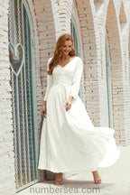 Abito da damigella Numbersea in chiffon, abito formale per festa, abito da sera 28016