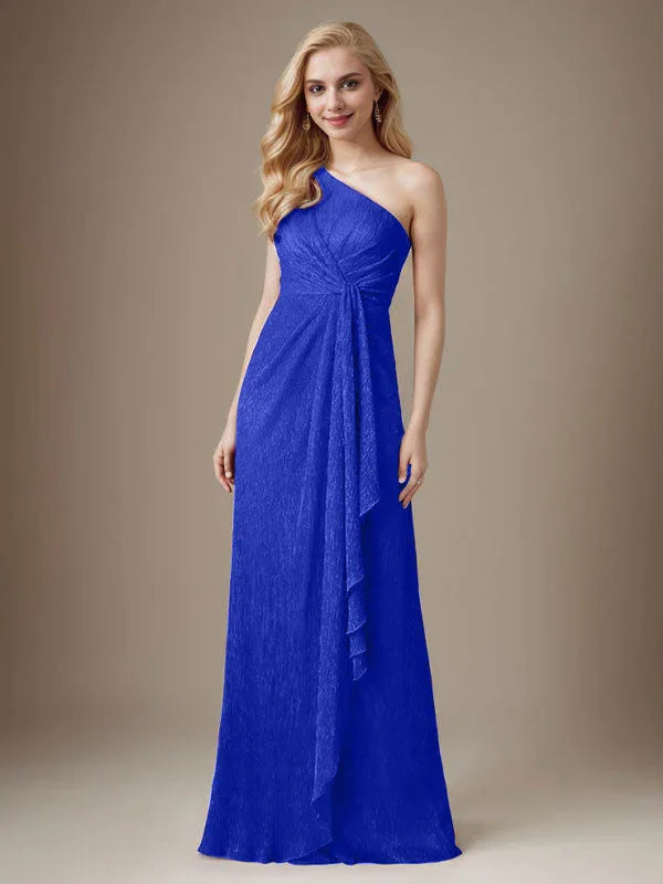 فستان روبي بكتف واحد من شبكة معدنية فستان والدة العروس