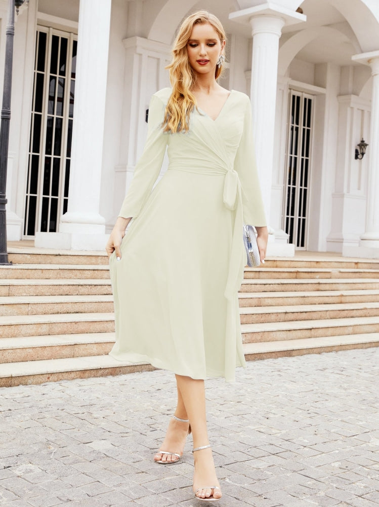 Bridesmaid Dress V-Back Waist Belt Mother of the Bride Wedding Guest SY28031