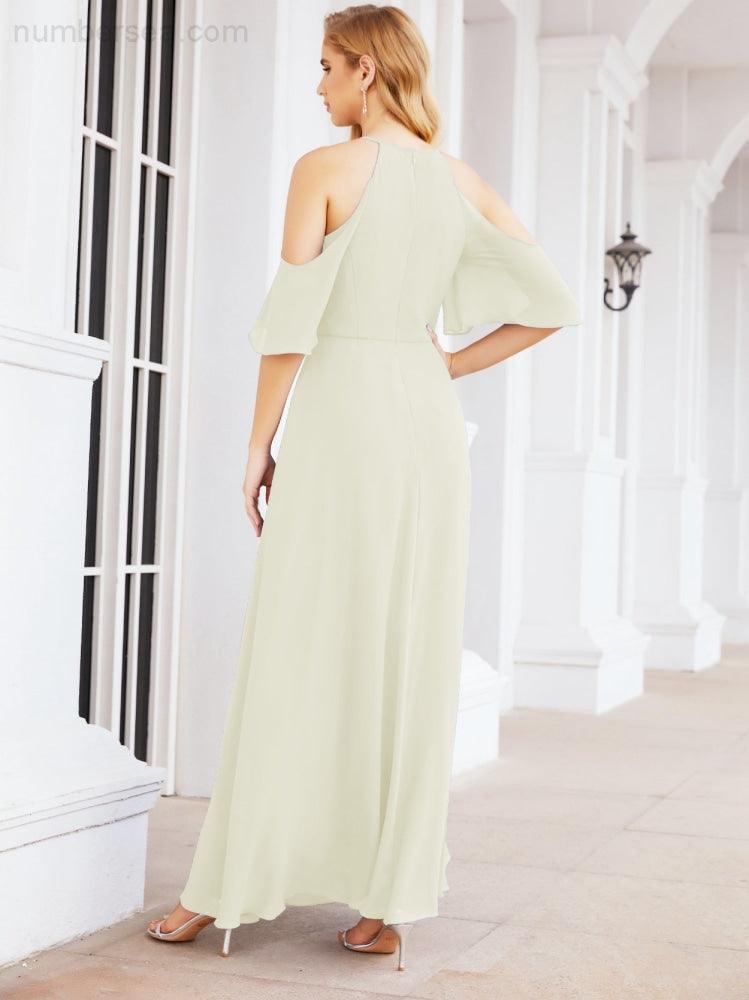 Robe de demoiselle d'honneur asymétrique, robe de soirée longue formelle ligne A 28074