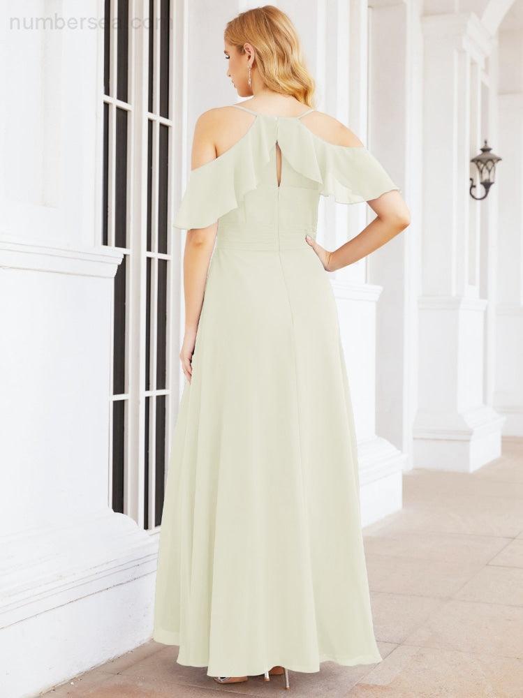 Robes longues de demoiselle d'honneur Numbersea à épaules dénudées, fente latérale, robes de bal formelles pour fête et mariage 28070