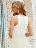 فستان وصيفة العروس من الدانتيل بطول الأرضي فساتين سهرة مع جيوب 28017