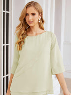 Robe de mariée élégante pour la mère de la mariée en deux pièces, tailleur pantalon grande taille à volants superposés, peignoir argenté 28064