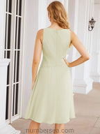 Vestidos para a Mãe da Noiva Vestido de Baile de Finalistas Vestido Casual Pregueado 28065