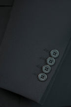 Fato de Casamento de Lã Preta com Três Peças e Corte Cruzado para o Noivo e Padrinhos