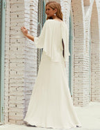 Abito da Damigella Donna Manica Lunga Scollatura a V Chiffon Abito da Cerimonia Matrimonio Festa 28018